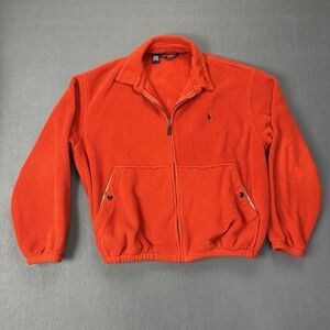 Vintage Polo by Ralph Lauren Orange Full Zip Fleece Jacket Size L Large Bomber